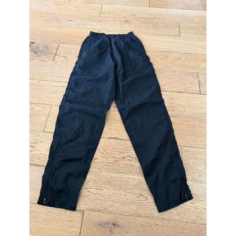 Vintage Nike Black‎ Athletic Track Pants Zip Leg Nylon Athletic Wear Size S